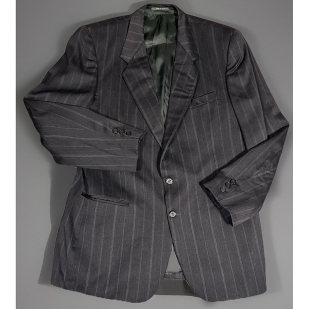 Vintage Lanerossi Mens Suit Jacket Made in Italy Pure Virgin Wool 44R Pinstriped